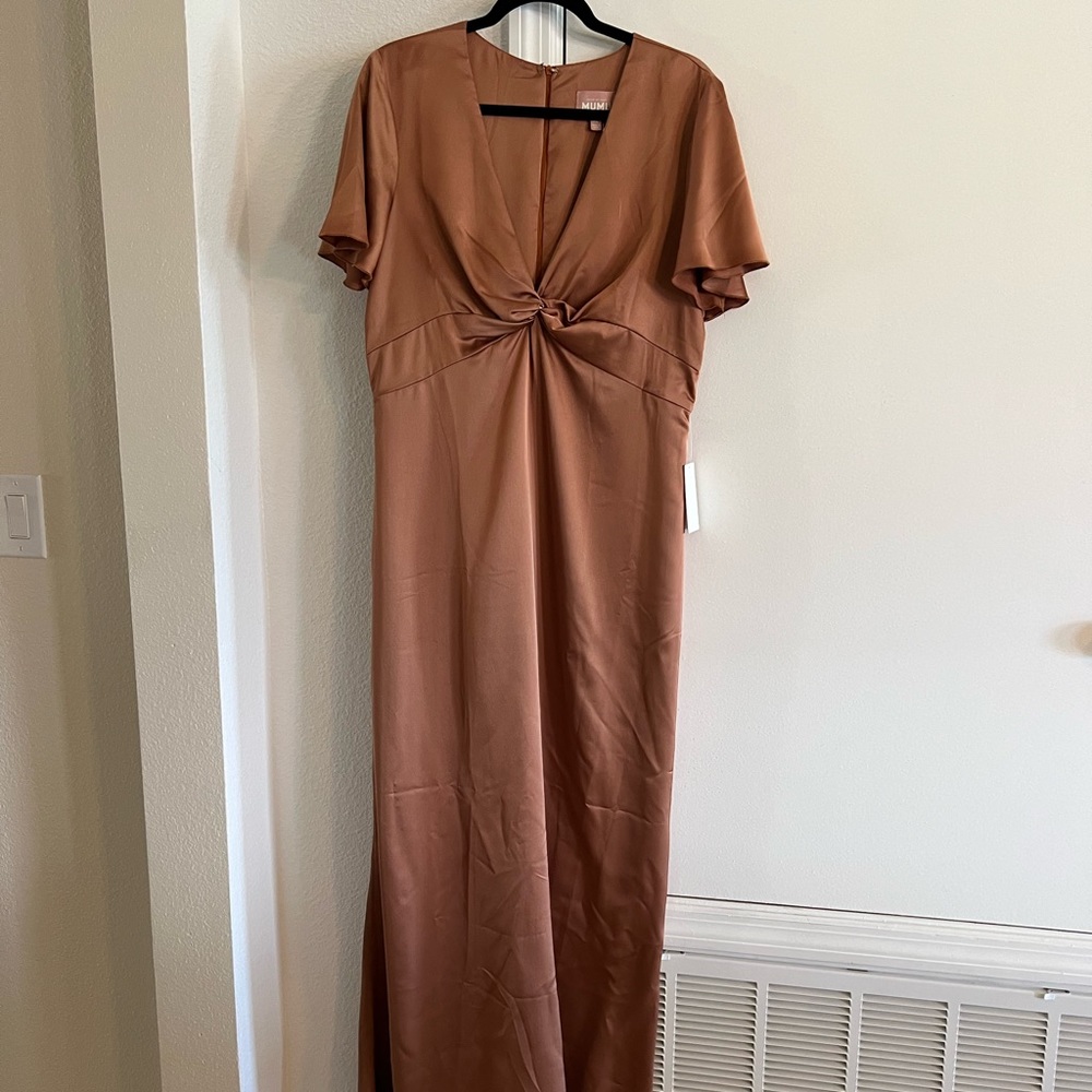 Show Me Your MuMu Copper Satin Dress “Rome Twist” NWT.